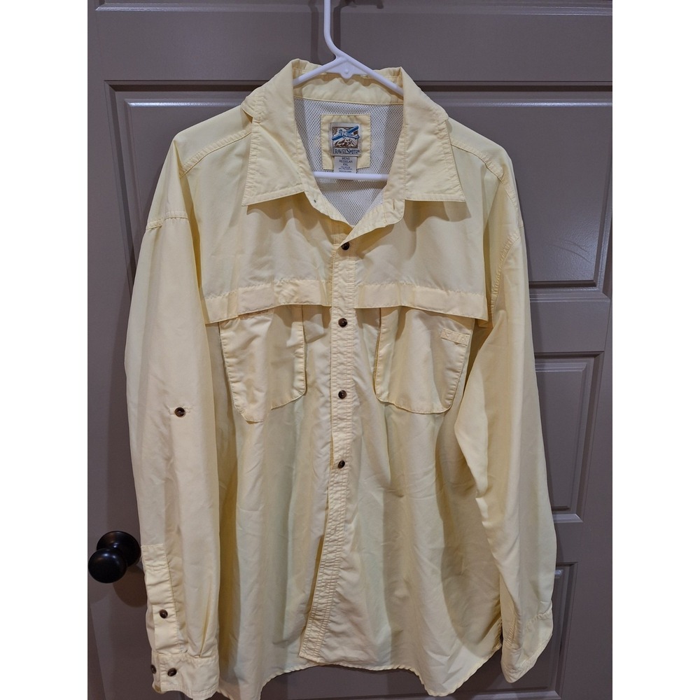 TravelSmith Vented Shirt Mens XX-Large‎ Yellow Long Sleeve Button  Nylon Blend